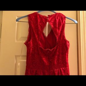 Red Lace Flair Holiday Dress